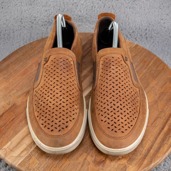 ECCO DISTRESSED SOLE PERFORATED BROWN LEATHER LOAFER MEN'S US 10 EUR 44 NICE - Picture 2 of 6